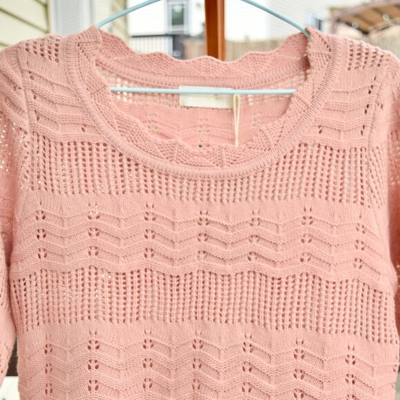 Women Pink Long Sweater - a. YiLian Sz S 阿依莲 - Picture 3 of 6
